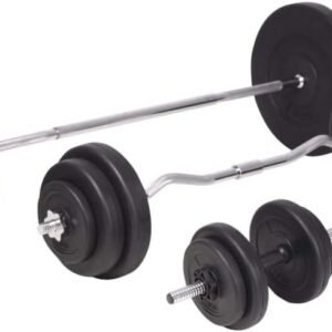 Versatile  and Dumbbell Set for Home Fitness, 264.6 lb Set With Variety of Weights and Sturdy Cement Plates, Durable Home Gym Equipment, Black