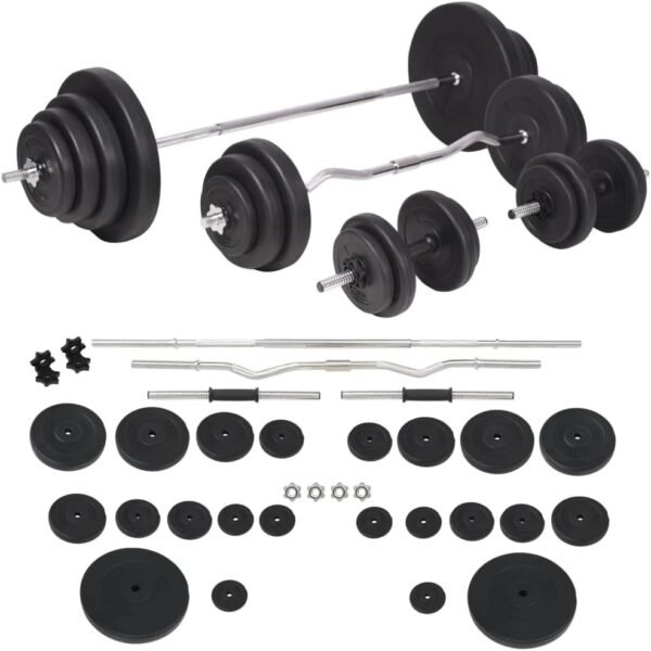 Versatile  and Dumbbell Set for Home Fitness, 264.6 lb Set With Variety of Weights and Sturdy Cement Plates, Durable Home Gym Equipment, Black - Image 2
