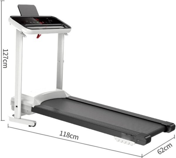 Treadmills Household Electric Treadmill Bluetooth Speakers Mute Fitness Gym Motorized Treadmill (White) - Image 2