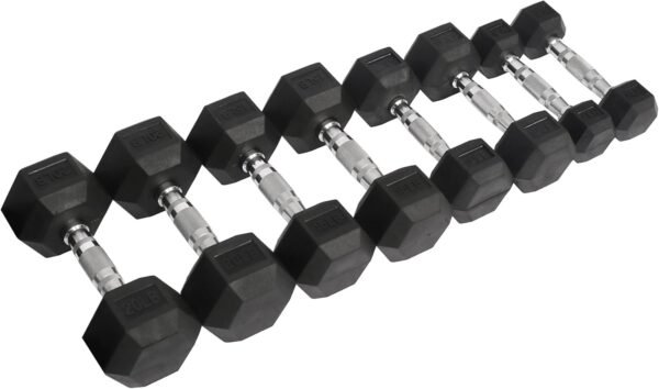 Rubber Coated Hex Dumbbell Weight Set and Storage Rack, 100lbs Set with Rack, 150lbs Set with Rack, 550lbs Set with Rack, Multiple Packages - Image 2