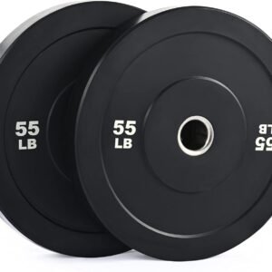 Weight Plate Set, Twin 2" Bumper Plates for Strength and Training Fitness, Olympic Weight Set with Rubber  Dumbbell Plates Stainless Steel Inserts for Pro or Home Gyms, Set of 2