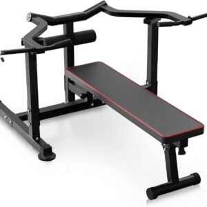 Bench Press Set, Chest Press Machine with Indendent Converging Arms, Adjustable F Incline Bench Press with Dumbbell Rack for Chest, Arm and AB Workouts Home Gym Equipment