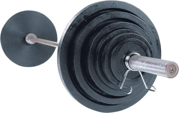 Cast Iron Weight Pe Set with Bar - Free Weights, Dumbbell Pes, 2 Inch Standard Hole for All Barbell Types, Weight Sets, Black