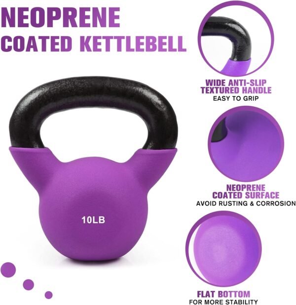 Neoprene Coated Solid Cast Iron Kettlebell 5 10 15 20 25 30 35 40 45 50 LB, Great for Full Body Workout, Cross-Training, Weight Loss & Strength Training - Image 2