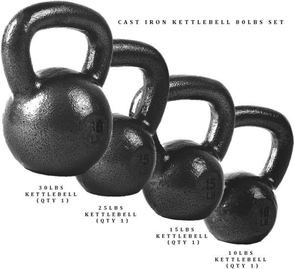 Barbell Black Cast Iron Kettlebell Single or Set | 10-80 Lbs - Image 2