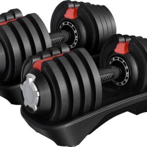 Adjustable Dumbbell Set 40LB/52.5LB/90LB Adjustable Dumbbells Fast Adjust Dumbbell Weight Set with Anti-Slip Handle and Tray for Men/Women Home Gym Strength Training Equipment Single/Pair