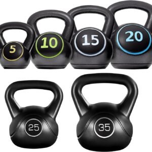 6pcs Kettlebell Set  Coated Kettlebells Weight Sets 5LB, 10LB, 15LB, 20LB, 25LB, 35LB Kettlebells for Home Fitness Gym