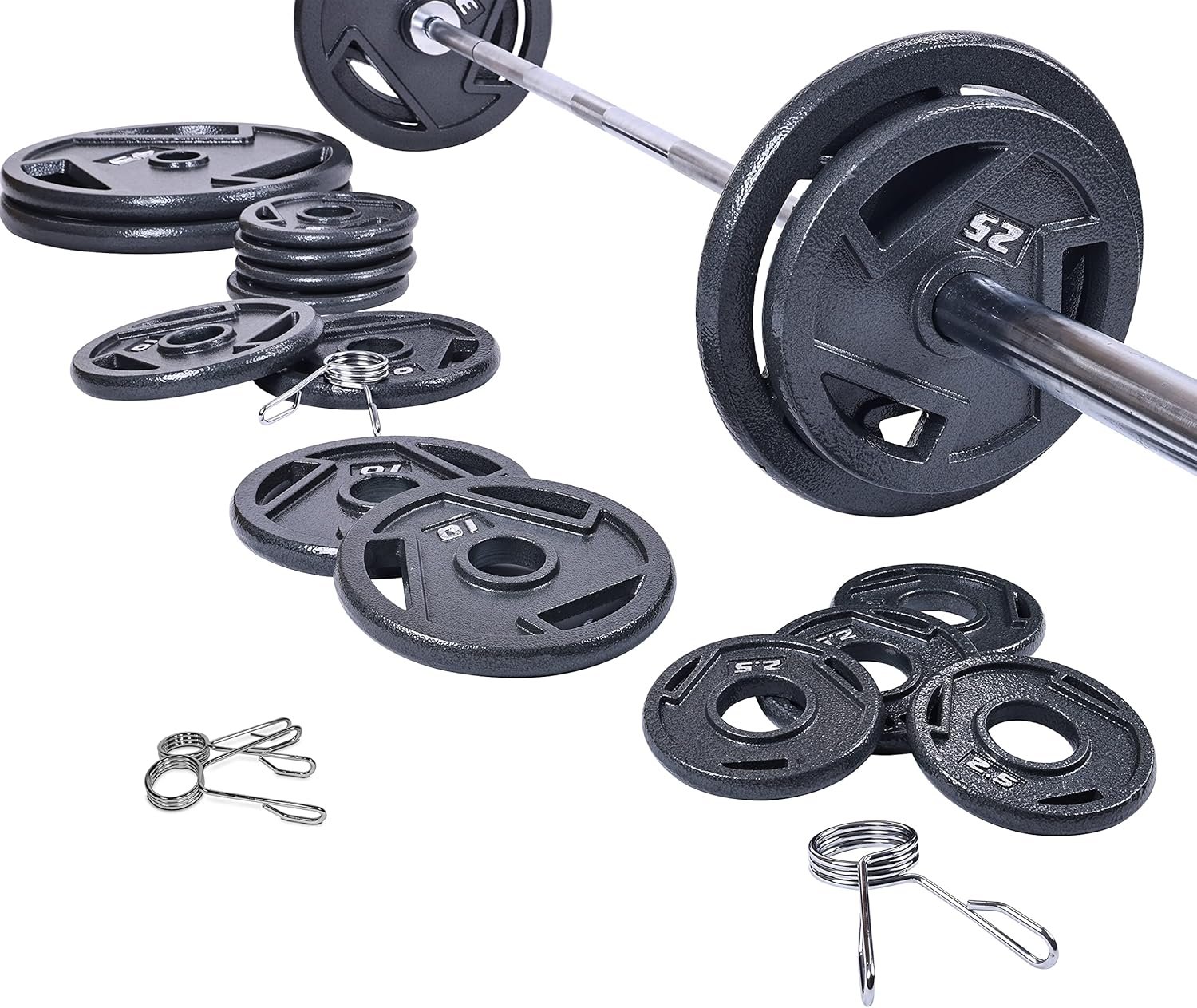 Cast Iron Olympic 2-Inch Weight Plates Including 7FT Olympic , 130-Pound, 300-Pound or 325-Pound Set, Multiple Packages - Image 2